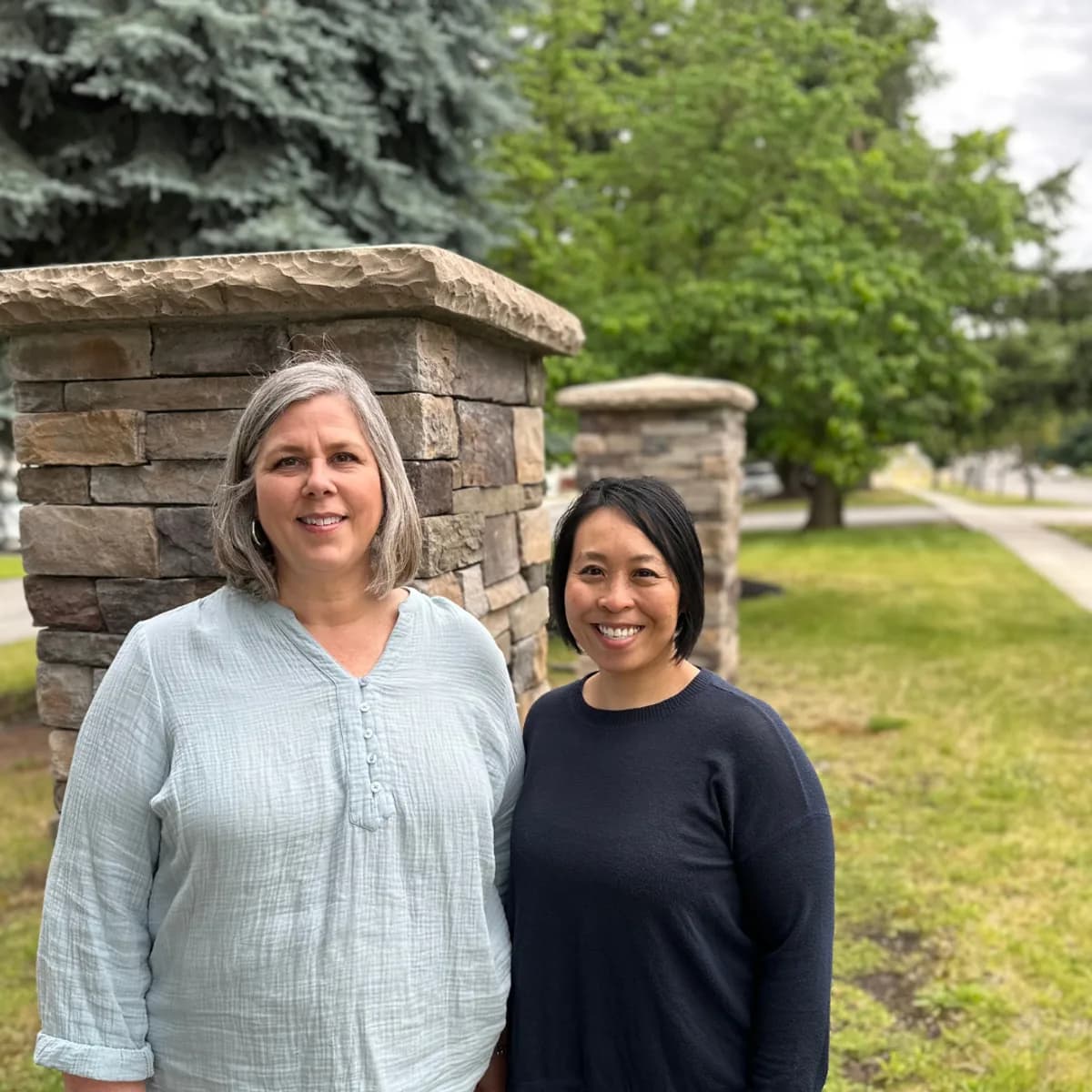 Janice Wright, PTA and Dr. Natasha Lee, DPT, co-founders of Therapy in Motion, outside in Coeur d'Alene